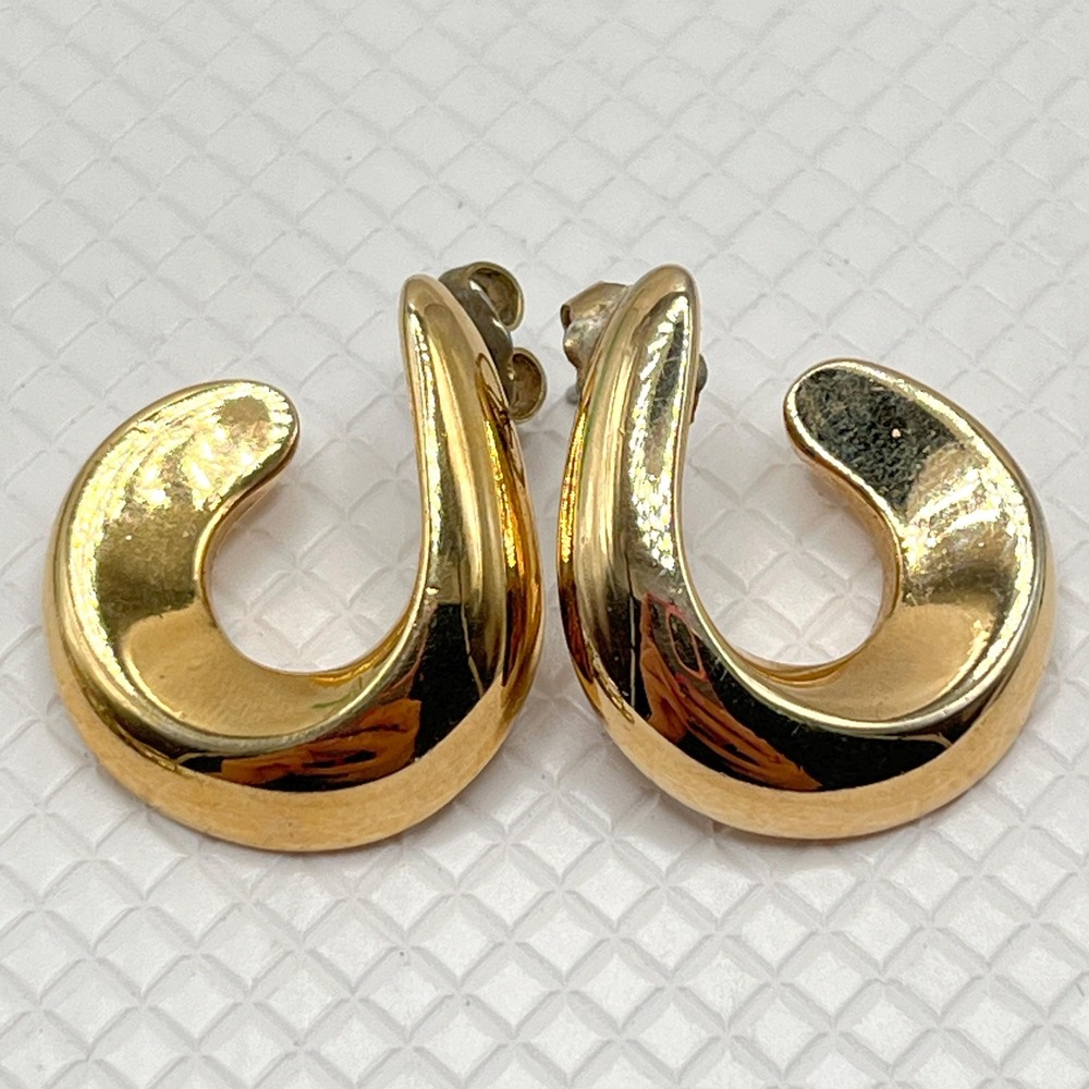 Vintage AVON Gold Tone Spiral Swirl Circular Stud Post Earrings